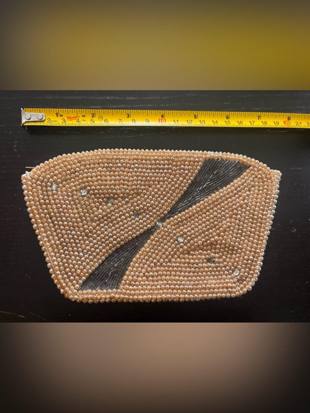 Vintage Emerson Beaded Pearl Embellished Clutch Bag in Champagne